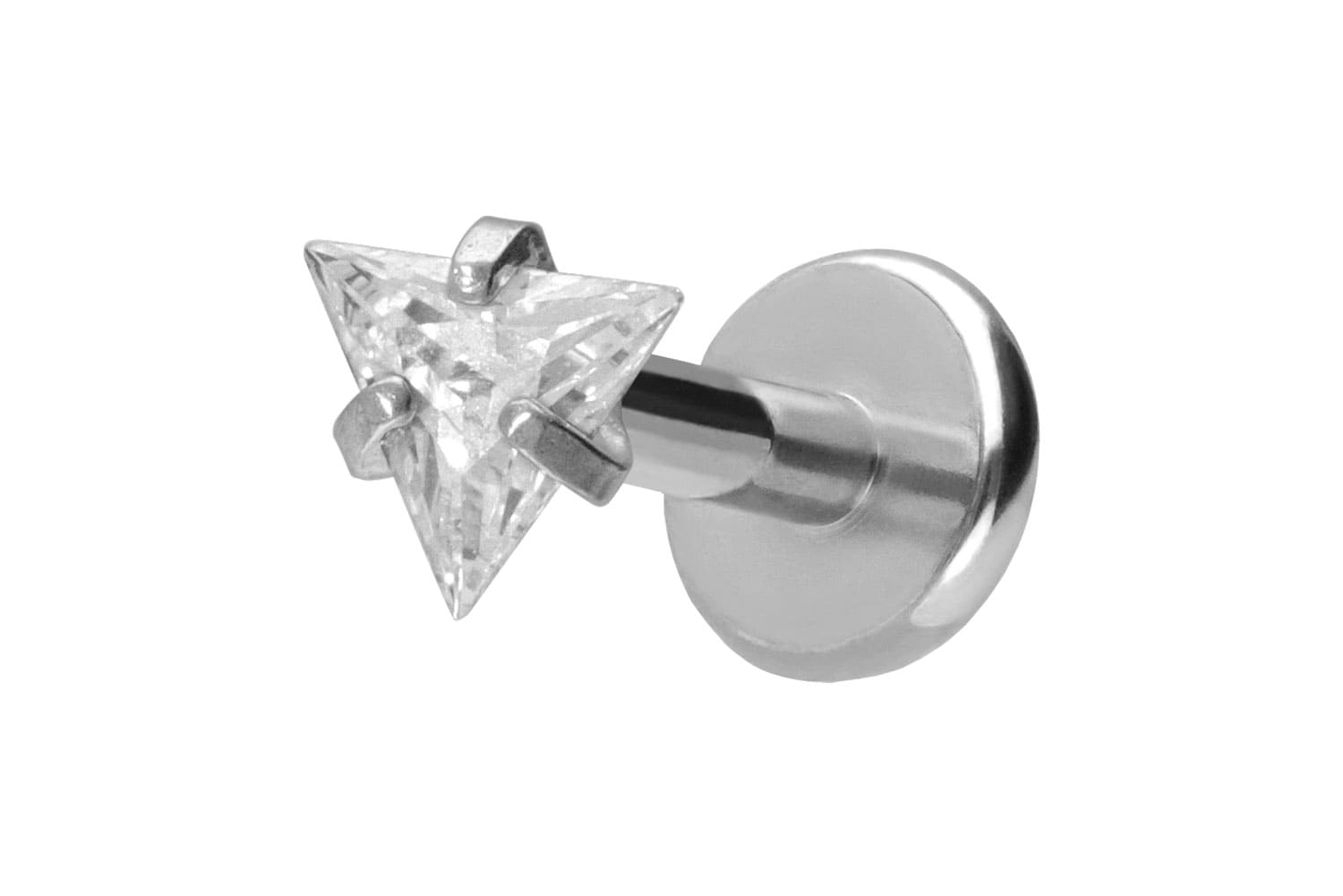 Titan Labret Piercing mit Push Fit EINGEFASSTES KRISTALLDREIECK